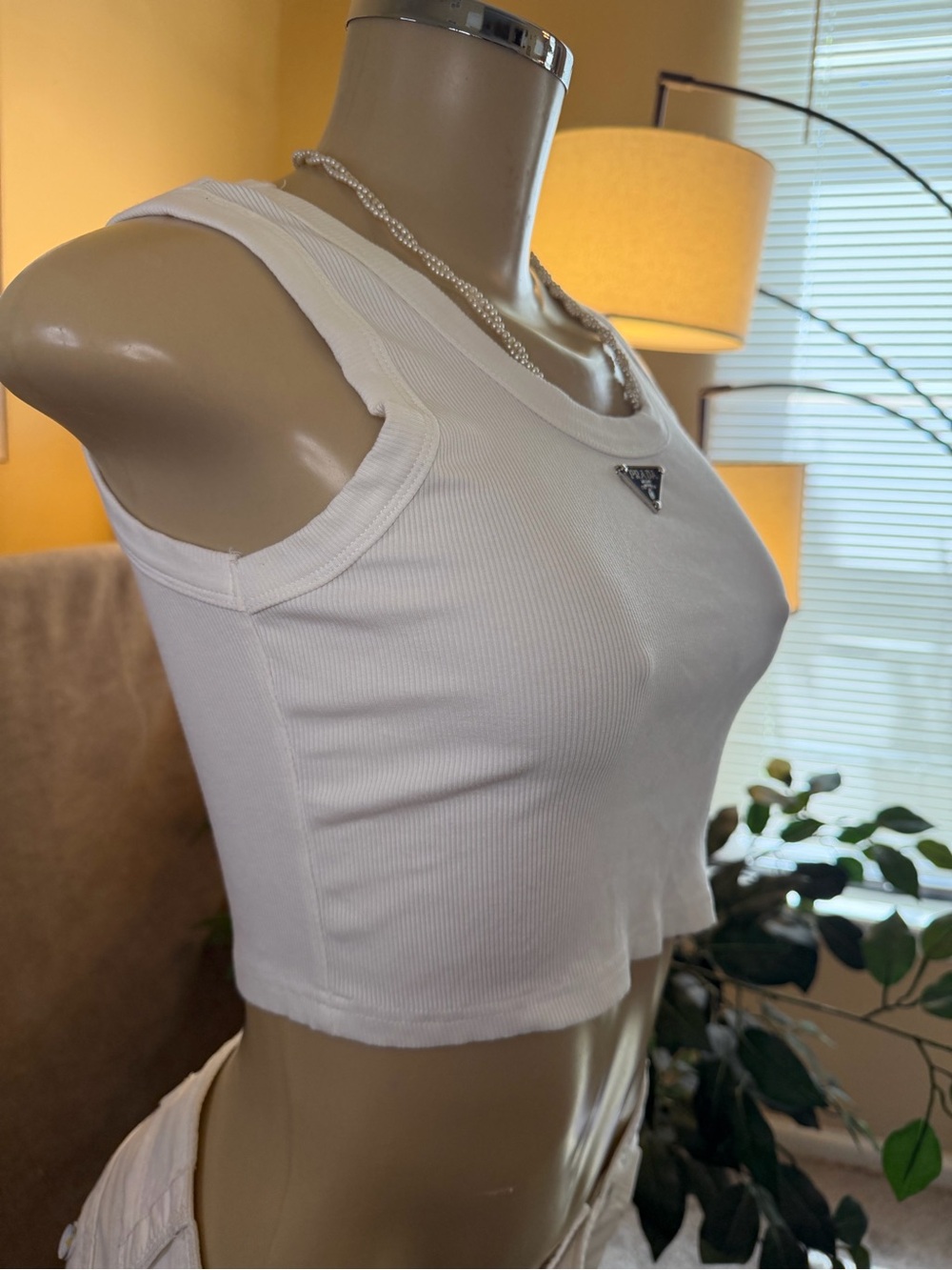 Prada Ribbed Knit Crop Tank Top - Size S - Picture 2 of 8